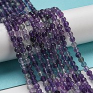 Natural Fluorite Beads Strands, Round, Faceted, Grade AA, 4mm, Hole: 0.8mm, about 91pcs/strand, 15.55''(39.5cm)(G-K315-B01-01)