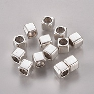 Tibetan Style Alloy European Beads, Large Hole Beads, Cube, Cadmium Free  & Lead Free, Antique Silver, 6x6x6mm, Hole: 4mm(LF11237Y)