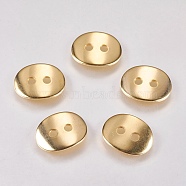 201 Stainless Steel Button, Oval, Golden, 14x10.5x1mm, Hole: 1.5mm(X-STAS-G173-13G)