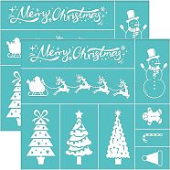 Self-Adhesive Silk Screen Printing Stencil, for Painting on Wood, DIY Decoration T-Shirt Fabric, Turquoise, Christmas Themed Pattern, 28x22cm(DIY-WH0173-021-L)