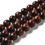 Natural Gemstone Beads, Round, Tiger Eye, Dyed & Heated, Grade A, Red, about 12mm in diameter, hole: about 1mm, 33pcs/strand(Z0RQQ014)