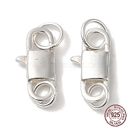 925 Sterling Silver Lobster Claw Clasps, Rectangle with 925 Stamp, Silver, 14.5x7x3mm(STER-D006-16S)
