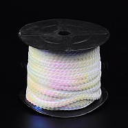 Plastic Paillette/Sequins Chain Rolls, AB Color, White, 6mm(BS319Y)