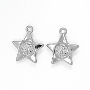 CCB Plastic Star Pendants, Platinum, 26x24x9mm, Hole: 2.5mm(CCB-J031-07P)