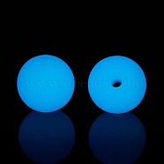 Luminous Silicone Beads, DIY Nursing Necklaces and Bracelets Making, Round, Deep Sky Blue, 11.5mm, Hole: 2mm(SIL-I002-01C)