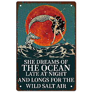 Tinplate Sign Poster, Vertical, for Home Wall Decoration, Rectangle, Mermaid Pattern, 300x200x0.5mm(AJEW-WH0157-489)