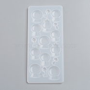 Silicone Molds, Resin Casting Molds, For UV Resin, Epoxy Resin Jewelry Making, Crystal Ball, White, 175x75x5mm, Inner Size: 16~29x9~24mm(X-DIY-G017-B11)