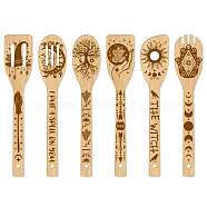 6Pcs Bamboo Spoons & Knifes & Forks, Flatware for Dessert, Tarot Theme Pattern, 60x300mm, 6 style, 1pc/style, 6pcs/set(AJEW-WH0411-007)