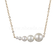 Shell Pearl Pendant Necklaces, with Brass Cable Chains, Golden, 16.14 inch(41cm)(NJEW-TA00131)