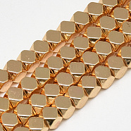 Electroplate Non-magnetic Synthetic Hematite Beads Strands, Polygon, Light Gold Plated, 4x4x4mm, Hole: 2mm, about 97pcs/strand, 15.7 inch(G-Q465-31KC)
