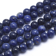 Natural Sodalite Beads Strands, Grade A, Round, 8mm, Hole: 1mm, about 46pcs/strand, 15 inch(38.1cm)(G-K224-01-8mm)