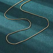 Brass Venetian Chain, Box Chain Necklaces, with Lobster Claw Clasps and Slider Beads, Long-Lasting Plated, Real 18K Gold Plated, 17.71 inch(45cm), 0.8mm(X-NJEW-E151-04G)