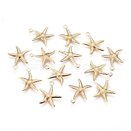 Iron Pendants, Starfish/Sea Stars, Light Gold, 18x15.5x1mm, Hole: 1.4mm(IFIN-I030-10G)
