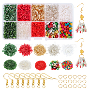 Christmas Theme DIY Jewelry Kits, with Glass & Resin & Wood Beads, Iron Findings, for Pendant Earrings Necklace Making, Mixed Color, 132x69x21.5mm(DIY-WH0223-92)