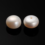 Natural Cultured Freshwater Pearl Beads, Half Drilled, Rondelle Bisque, 9.5~10x6mm, Hole: 0.9mm(PEAR-E001-10)