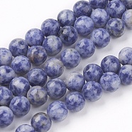 Natural Blue Spot Jasper Bead Strands, Round, 6mm, Hole: 1mm, about 61~65pcs/strand, 15 inch(G-R193-15-6mm)