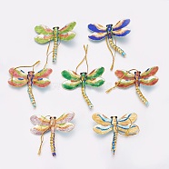 Handmade Cloisonne Big Pendants, Dragonfly, Mixed Color, Size: about 77mm wide, 77mm long, 13mm thick, hole: 3mm, 10 pcs/box(CLB-49X31-1)