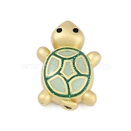 Rack Plating Alloy Enamel Beads, with Sequins, Cadmium Free & Nickel Free & Lead Free, Tortoise, Golden, Green, 16.5x12x6.5mm, Hole: 1.4mm(PALLOY-P309-03G-01)