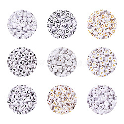 Opaque White Acrylic Beads, Mixed Shapes, Mixed Color, about 72g, about 500pcs(MACR-CD0001-02)