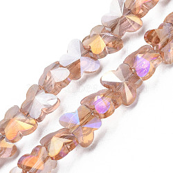 Electroplate Transparent Glass Beads Strands, AB Color Plated, Faceted, Butterfly, BurlyWood, 8x10x6mm, Hole: 1mm, about 100pcs/strand, 28.74 inch(73cm)(EGLA-N002-20A-C01)