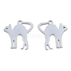 Non-Tarnish 201 Stainless Steel Charms, Halloween Style, Cat, Stainless Steel Color, 14.5x14.5x1mm, Hole: 1mm(STAS-N098-079P)