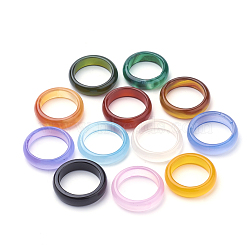 Natural Agate Rings, Mixed Color, Size 6~12(16~22mm)(G-S279-42)