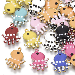 Alloy Enamel Charms, Enamelled Sequins, Octopus, Mixed Color, 14x11x1.5mm, Hole: 1mm(X-PALLOY-S174-14)