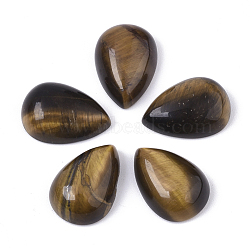 Natural Tiger Eye Cabochons, Teardrop, 14x10x5mm(G-R469-06A)