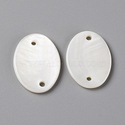 Natural Freshwater Shell Links Connectors, Oval, Seashell Color, 18.5~20x12x2mm, Hole: 1.6mm(SHEL-C001-12A)