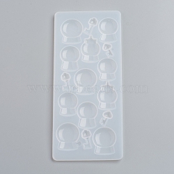 Silicone Molds, Resin Casting Molds, For UV Resin, Epoxy Resin Jewelry Making, Crystal Ball, White, 175x75x5mm, Inner Size: 16~29x9~24mm(X-DIY-G017-B11)
