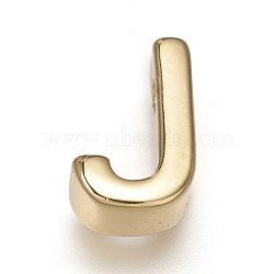 Brass Charms, Long-Lasting Plated, Real 18K Gold Plated, Letter.J, J: 8x5.5x3mm, Hole: 1.6mm(X-ZIRC-I037-01J-G)