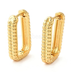 Brass Hoop Earrings, Long-Lasting Plated, Rectangle, Real 18K Gold Plated, 20x12.5x3.5mm, Pin: 1mm(X-EJEW-F273-02A-G)