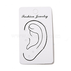 Ear Print Paper Display Cards, Used For Earrings, Rectangle, White, 7x4x0.05cm(CDIS-L009-01)