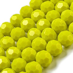 Opaque Glass Beads Stands, Faceted(32 Facets), Round, Yellow, 10mm, Hole: 1.8mm, about 66~68pcs/strand, 24.02''~24.13''(61~61.3cm)(EGLA-A035-P10mm-D04)
