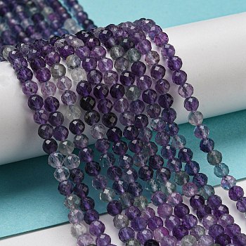 Natural Fluorite Beads Strands, Round, Faceted, Grade AA, 4mm, Hole: 0.8mm, about 91pcs/strand, 15.55''(39.5cm)