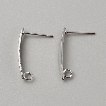 Brass Stud Earring Findings, Horse Eye with Vertical Loop, Platinum, 22x4mm, Hole: 2mm, Pin: 0.8mm
