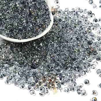 6/0 Spray Paint Glass Seed Beads, Teardrop, Slate Gray, 5x4.5x4mm, Hole: 1mm, about 4500pcs/pound