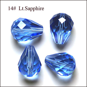 Imitation Austrian Crystal Beads, Grade AAA, Faceted, Drop, Light Sky Blue, 6x8mm, Hole: 0.7~0.9mm