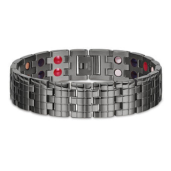 SHEGRACE Stainless Steel Watch Band Bracelets, Gunmetal, 8-5/8 inch(22cm)