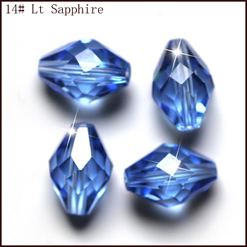Imitation Austrian Crystal Beads, Grade AAA, Faceted, Bicone, Light Sky Blue, 10x13mm, Hole: 0.9~1mm