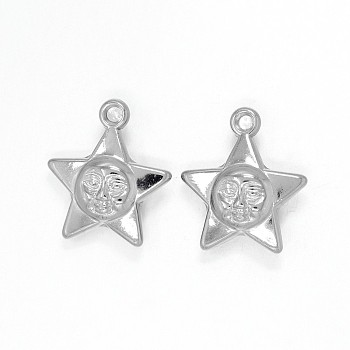 CCB Plastic Star Pendants, Platinum, 26x24x9mm, Hole: 2.5mm