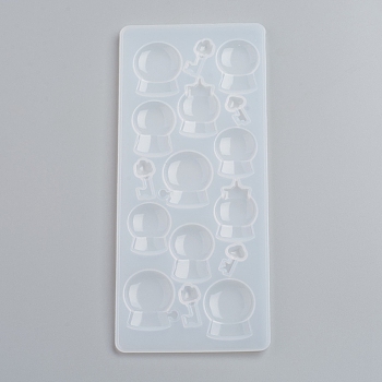 Silicone Molds, Resin Casting Molds, For UV Resin, Epoxy Resin Jewelry Making, Crystal Ball, White, 175x75x5mm, Inner Size: 16~29x9~24mm