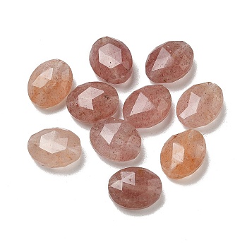 Natural Strawberry Quartz Beads, Faceted, Oval, 9.5~10x8x4.5mm, Hole: 1mm