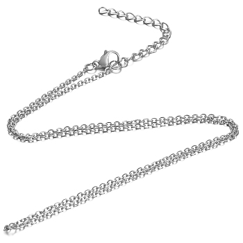 304 Stainless Steel Cable Chain Necklace, with Lobster Claw Clasps, Stainless Steel Color, 23.6 inch(60cm), 1.6mm