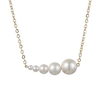 Shell Pearl Pendant Necklaces, with Brass Cable Chains, Golden, 16.14 inch(41cm)