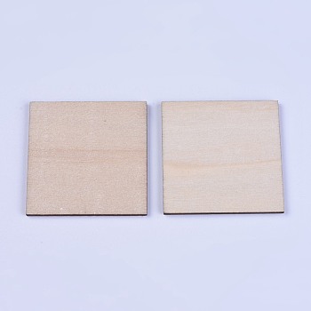 Wood Cabochons, Square, BurlyWood, 50x50x2.5mm, 50pcs/bag