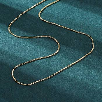 Brass Venetian Chain, Box Chain Necklaces, with Lobster Claw Clasps and Slider Beads, Long-Lasting Plated, Real 18K Gold Plated, 17.71 inch(45cm), 0.8mm