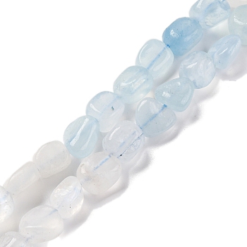 Natural Rainbow Moonstone & Aquamarine Beads Strands, Nuggets, Tumbled Stone, 5~14x4~10x4~8mm, Hole: 0.8~1mm, about 45~59pcs/strand, 15.75~16.34 inch(40~41.5cm)