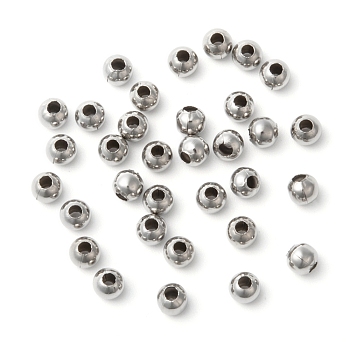 304 Stainless Steel Hollow Round Seamed Beads, for Jewelry Craft Making, Stainless Steel Color, 5x4.5mm, Hole: 2mm