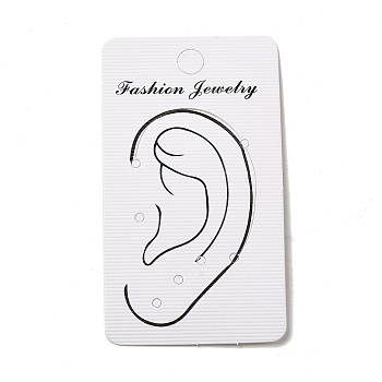 Ear Print Paper Display Cards, Used For Earrings, Rectangle, White, 7x4x0.05cm